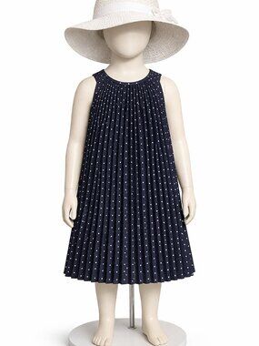 Blueberi Boulevard Navy and White Polka Dot Dress. 6 x .